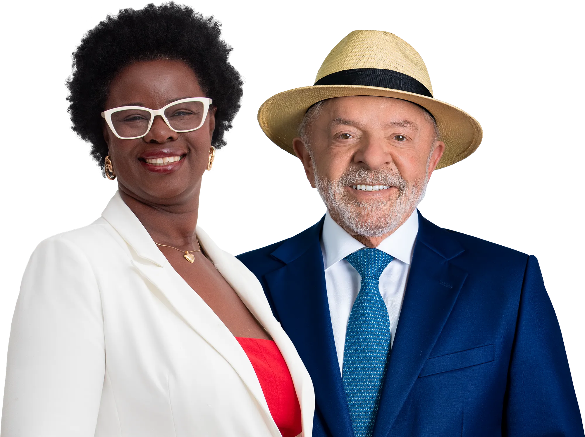Rose Cipriano ao lado do presidente Lula, os dois sorrindo.